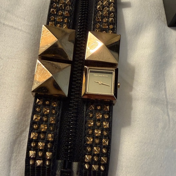 Karl Lagerfeld Black Gold Pyramid Stud Watch